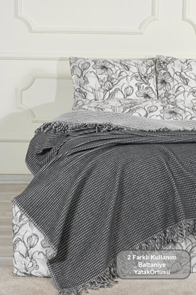 Elart Κουβέρτα Carlos Διπλή Βάφλα (200x220 εκ.) Ανθρακί