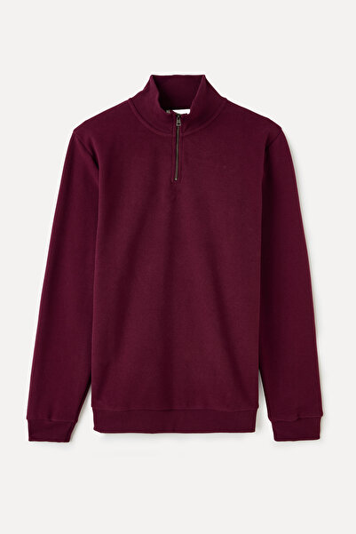 Mudo Zippered Lapel Neck Sweatshirt