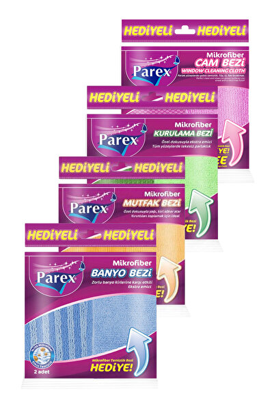 Parex Microfiber Bathroom, Glass, Drying and Kitchen Cloth Pack (with Gift)