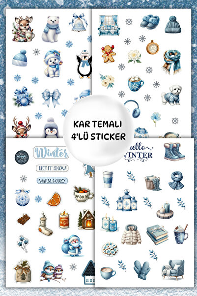 birikiyedi 4'Lü Winter /Kış /Kar Temalı Sticker Planner Ajanda Bullet Journal...