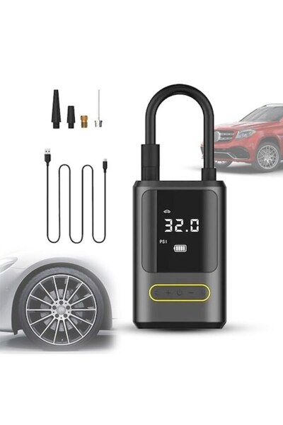 OEM Compresor aer portabil cu acumulator, fara fir, viteza mare 18.5 l/min, 150 PSI, roti, mingi, oprire