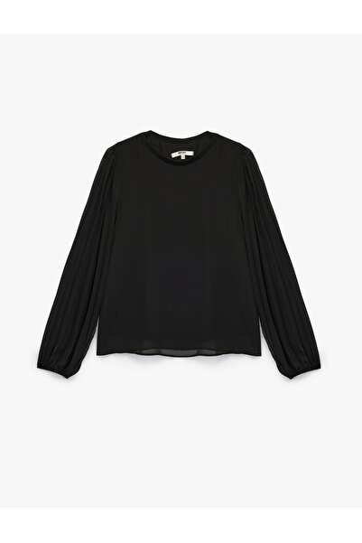 Koton Long Sleeve Crew Neck Chiffon Blouse