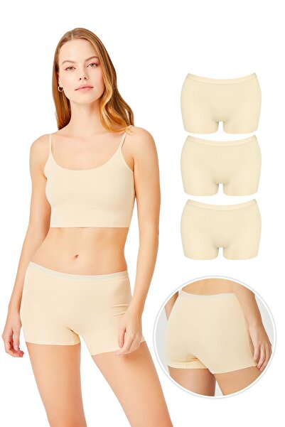 Cottonhill Basic Laser Cut Seamless Women's Boxer Panties Skin 3-Pack
