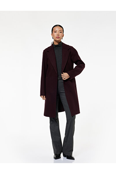 Koton Long Sleeve Buttoned Pocketed Double Breasted Long Cashmere Coat