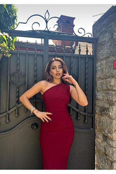 sozan İsabella Tek Omuz Detaylı Drapelli Yırtmaçlı Elbise