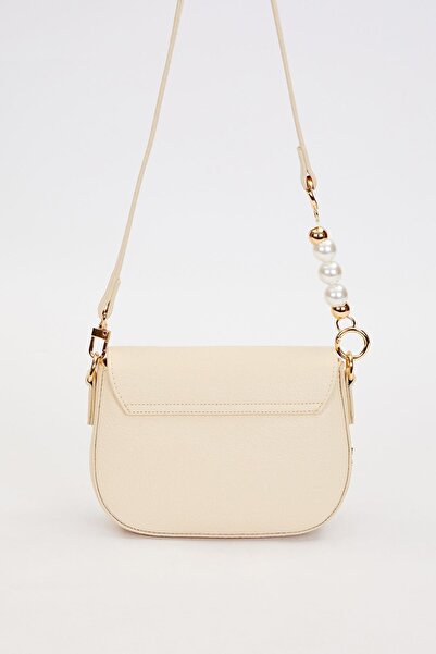 Levidor Cream Chain Pearl Detail Shoulder Bag