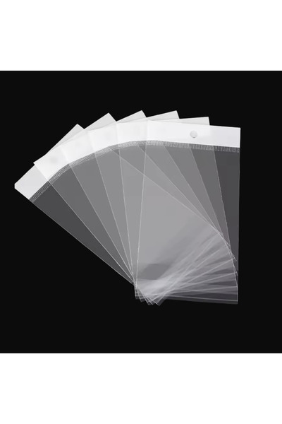 Anadolu Ambalaj Market Askılı Bantlı Jelatin Torba Poşet 7x20 cm, 1000 Adet Şeffaf Aksesuar ve Bijuteri Poşeti