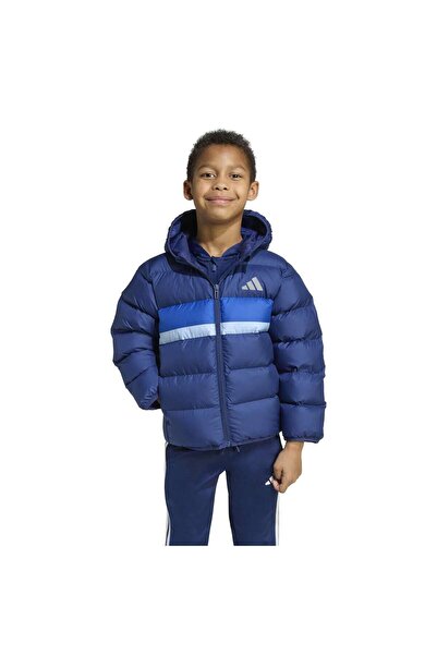 adidas Synthetic Down Çocuk Lacivert Kapüşonlu Mont