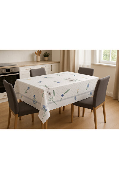 Limon Soft مفرش طاولة مقاوم للبقع مطبوع رقميًا ثلاثي الأبعاد بزهور منقطة