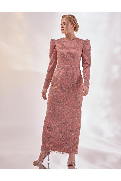 Tiara Βραδινό φόρεμα με πέτρες Gigot Kol-Powder