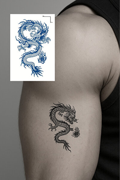 TAKIŞTIR Ejderha Figürlü 12 Saat Sonra Kararan Geçici Dövme Tattoo