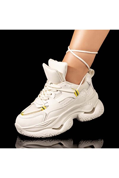 Modlet.ro Women's beige sports shoes with thick sole MOD10075