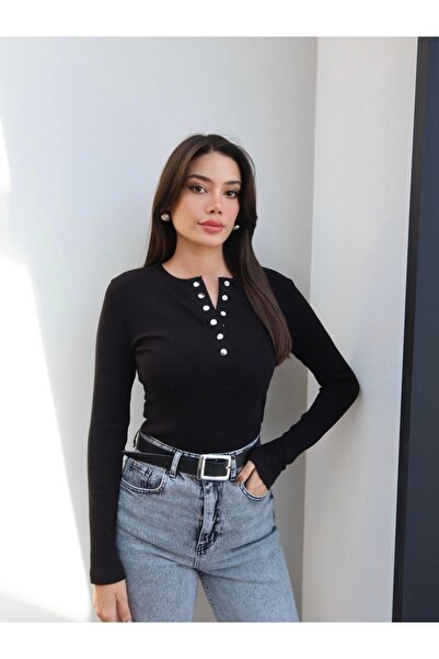 ESRAHELVACI Fitil Pattern Snap Button Blouse