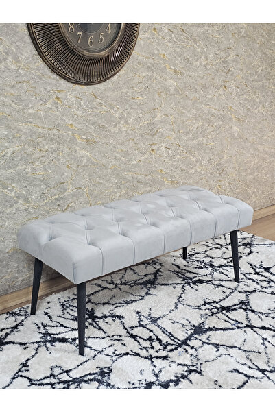 ZAFİR Siyah Boyalı Sivriltme Ayaklı 90 cm Puf Bench - Puf - Bench - Kasalı Ot...