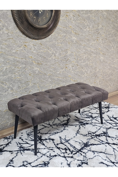 ZAFİR Siyah Boyalı Sivriltme Ayaklı 90 cm Puf Bench - Puf - Bench - Kasalı Ot...