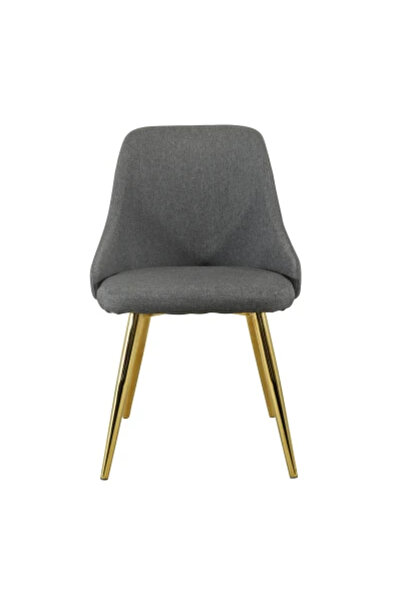 MallDeco Scaun de sufragerie cu tapițerie gri și picioare aurii