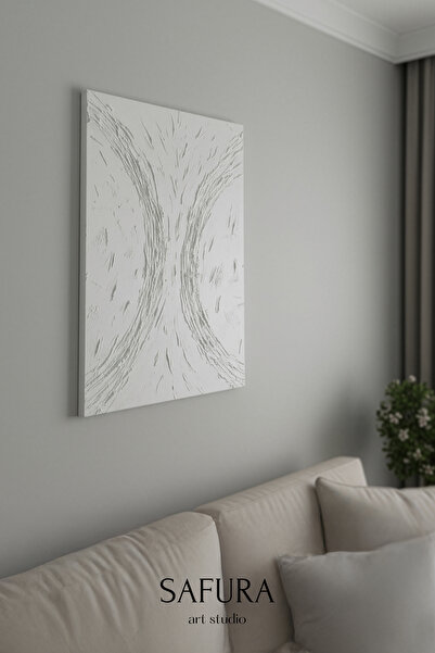 Safura Art Studio Dokulu Tablo – El Yapımı 3 Boyutlu Alçı Minimalist Doku, Mo...
