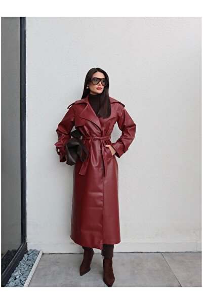 ESRAHELVACI Apolet Detail Belted Leather Trench