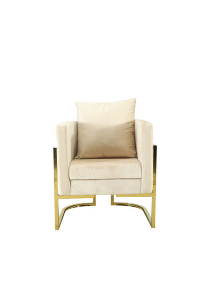 MallDeco Scaun de sufragerie cu tapițerie din catifea crem și picioare aurii