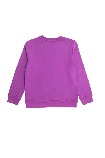 Ozmoz By Mukadder Özden Soft Bamboo Fabric Embroidered Purple Winter Girls' Sweatshirt
