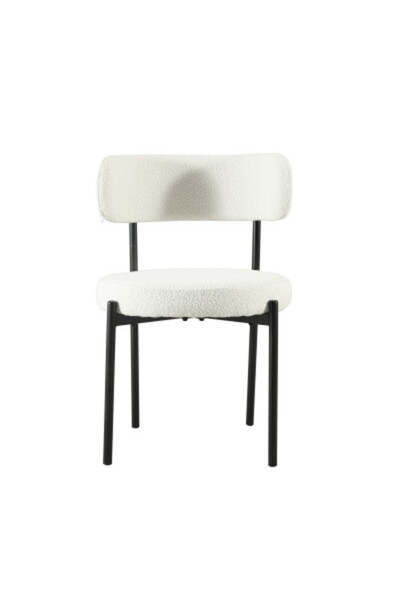 MallDeco Scaun de dining cu tapițerie albă și picioare negre