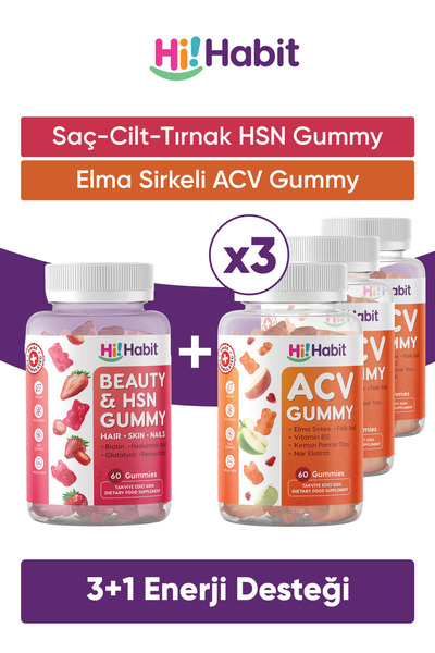 Hi Habit Acv Apple Cider Vinegar Gummy - Hsn Skin, Hair, Nail Vitamin Supplem...