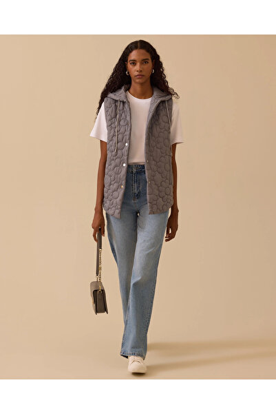 SEÇİL Kapüşonlu Desenli Cepli Yelek