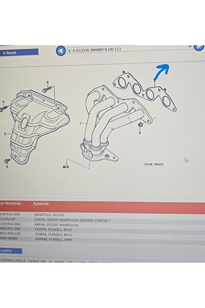İthal HONDA CIVIC 02-06 VTEC SEDAN EGZOZ MANİFOLD CONTASI