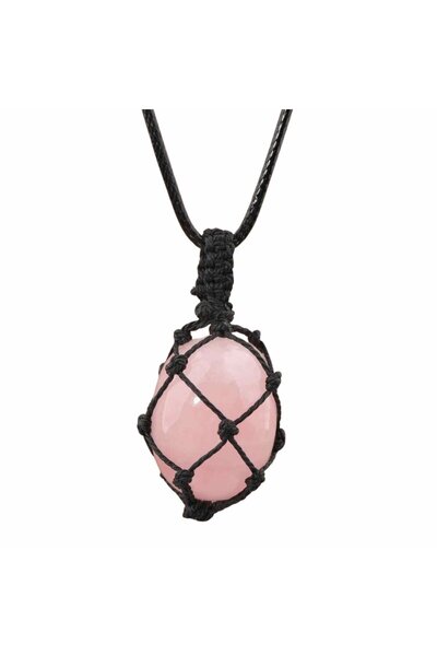 craftmystic Colier cu pandantiv din cuarț roz și șnur implantat, bijuterii pentru meditație și yoga