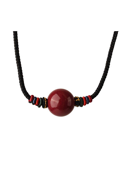 craftmystic Colier cu pandantiv 16mm din cinabru - Amuletă pentru vindecare spirituală împotriva chakrelor rele