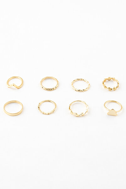 Sortie Aksesuar مجموعة خواتم مكونة من 8 قطع بأشكال مثلثة وموجية 003