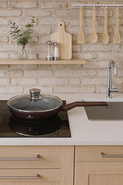 Cerastone Tigaie cu capac de sticla, 28cm, CERASTONE, invelis ceramic in 3 st...