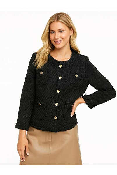 Hanımefendi Butik İtalyan Özel Tasarım Şanel Ceket - SİYAH