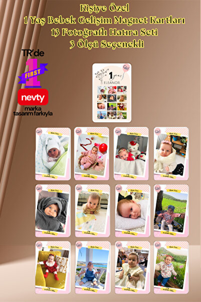 nevty a new world Kişiye Özel 1 Yaş Bebek Gelişim Magnet Kartları – 13 Parça ...
