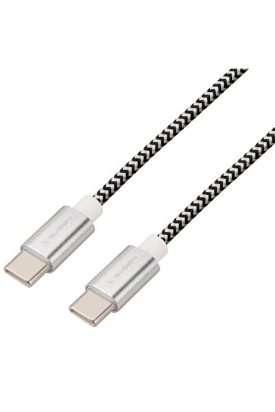 Gogen USB-C/USB-C charging and data transfer cable, 2 meters, textile braid, silver