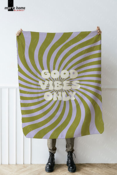 Marte Home بطانية تلفزيون GOOD VIBES ONLY POLAR مقاس 100×170 سم مطبوعة من جان...