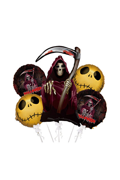 OEM Scary 5-balloon Halloween arrangement set, Grim Reaper figurine, 76 cm, LY-2439-14