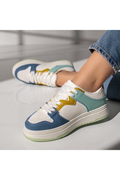 Modlet.ro Pantofi sport pentru femei MOD11775, albi, albaștri și galbeni