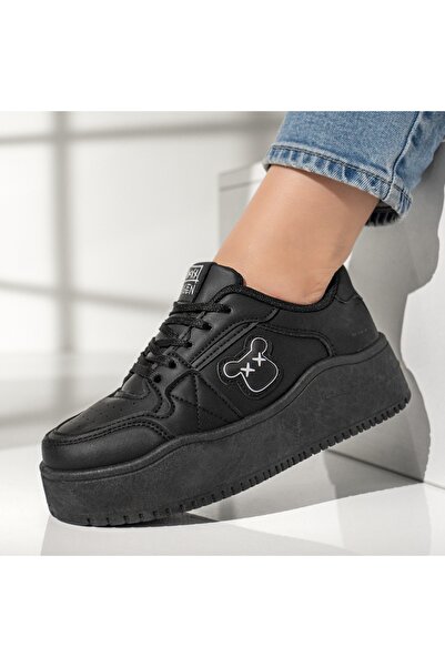 BMoD Pantofi sport negri pentru femei cu talpă groasă MOD12997