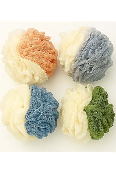 VİO عبوة من 4 قطع من ليف الاستحمام الشبكي - إسفنجات استحمام ناعمة ورقيقة ومقشرة