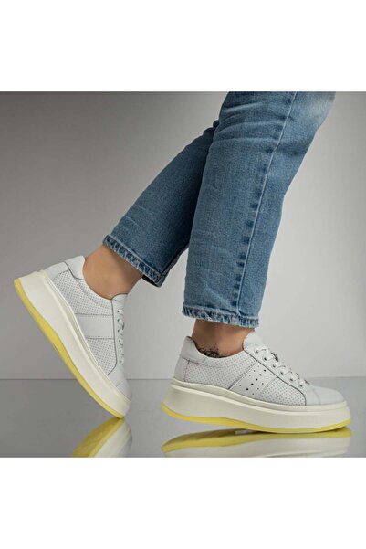 Modlet.ro Pantofi sport din piele albă pentru femei MOD11707