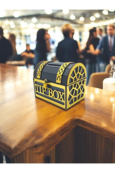 reha toys Rehatoys Gold ve Siyah Tip Box Bahşiş Kutusu Ve Kumbara Sandık Tipi Tipbox