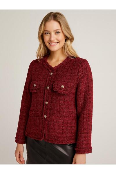Hanımefendi Butik İtalyan Özel Tasarım Şanel Ceket - BORDO