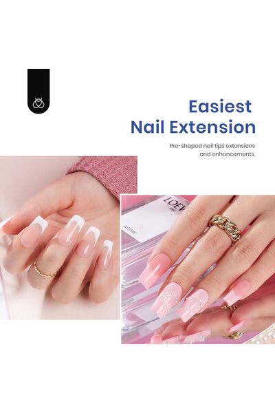 beetles Gel Polish Nail Kit Easy Nail Extension Set 5 In 1 Nail Glue Base Coat with Pre shaped Mediu