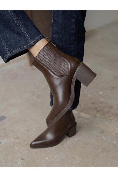 ECENİN BUTİĞİ Fidra Kahve Hakiki Deri Kadın Bot