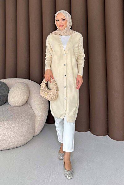 Melike Tatar Cold Yarn Long Cardigan 70-2432