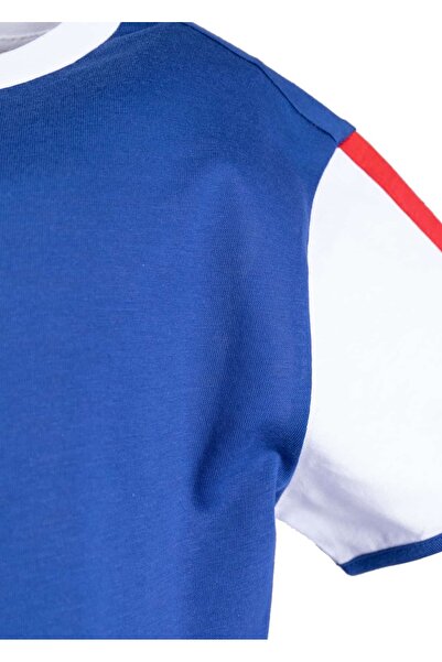 Ozmoz By Mukadder Özden Organic White Sleeved Blue Basic Boys Tshirt