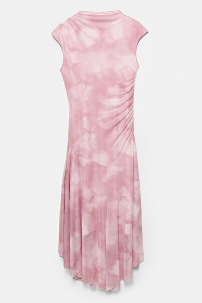 Pull & Bear Printed asymmetric tulle dress