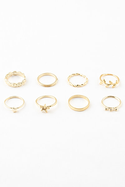 Sortie Aksesuar مجموعة خواتم مكونة من 8 قطع بأشكال النجوم والزهور 007