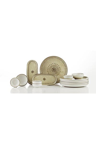 Kütahya Porselen Traces of Roots 14 Piece Breakfast Set for 6 People